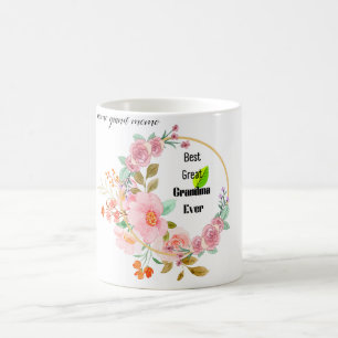 Caneca De Café Dourada Floral rosa, melhor Excelente vovó Ever Co