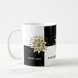 Caneca De Café Dourada Mandala , chefe Lady Design