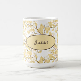 Caneca De Café Dourada Manhã Branca Flor Glória