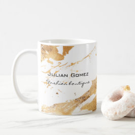 Caneca De Café Dourada marmorte branca