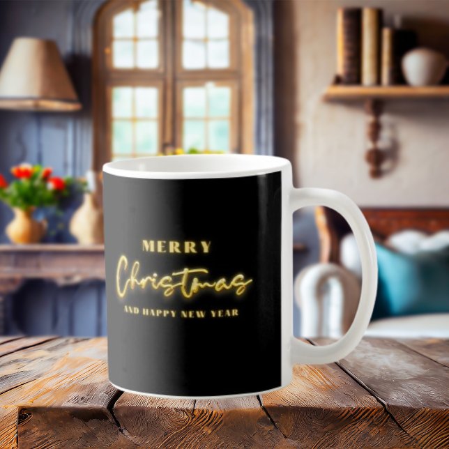 Caneca De Café Dourada Mínima Mória de Café de Natal (Criador carregado)