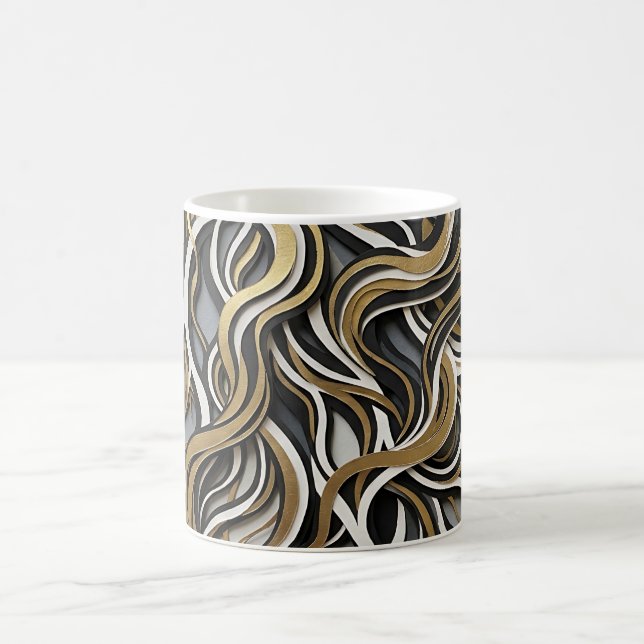 Caneca de Café Dourada Monocromática com Rede de R (Centro)