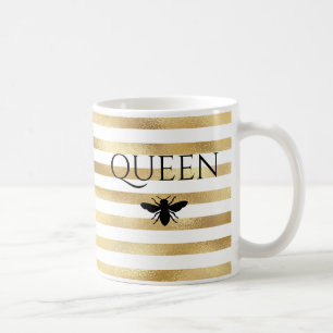 Caneca De Café Dourada Rainha Bee Personalizada