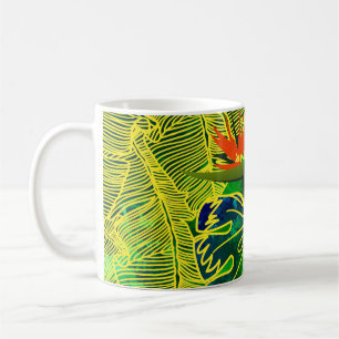 Caneca De Café Dourada Tropical Selva Verde Deixa Aquarela