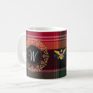 Caneca De Café Dourada Wreath Madras Monogramas Ilhas Virgens