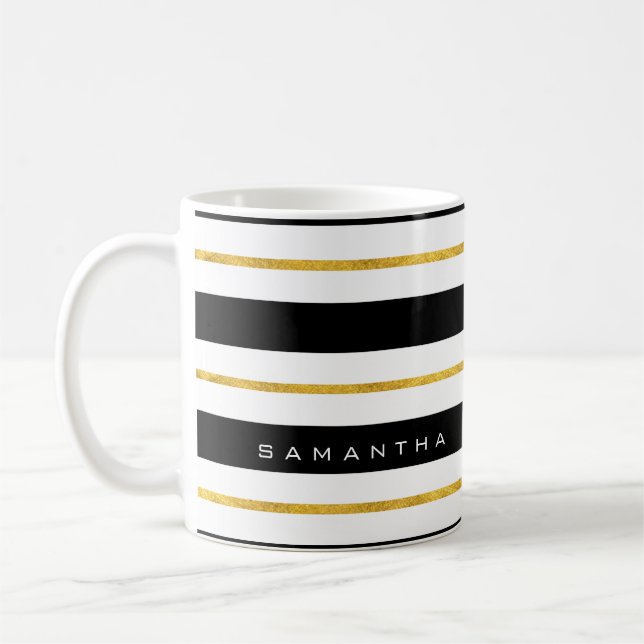 Caneca De Café Douradas e Pretas (Esquerda)
