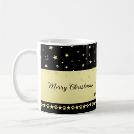 Caneca De Café Douradas estrelas brilhantes de Natal, patas em ou