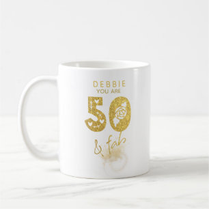 Caneca De Café Dourado 50 e Fab personalizado