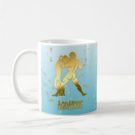 Caneca De Café Dourado Aquarius Horoscope Sinal de Astrologia Zod