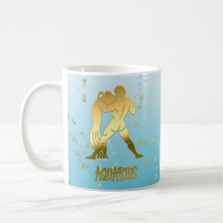 Caneca De Café Dourado Aquarius Horoscope Sinal de Astrologia Zod