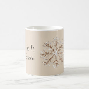 Caneca De Café Dourado Branco Deixe Nevar Floco de Neve