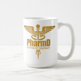 Caneca De Café Dourado Caduceus (PharmD)