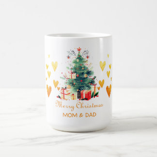 Caneca De Café Dourado Coração, Árvore de Natal, Presentes