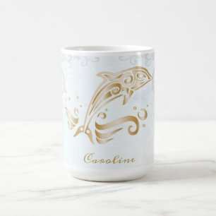 Caneca De Café Dourado Dolphin Personalizado Coffee Mug