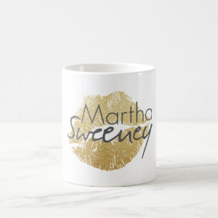 Caneca de café Dourado dos lábios de Martha
