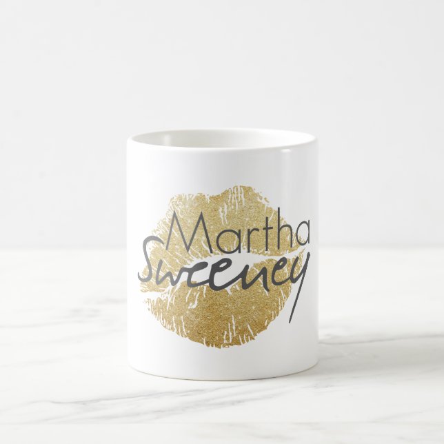 Caneca de café Dourado dos lábios de Martha (Centro)