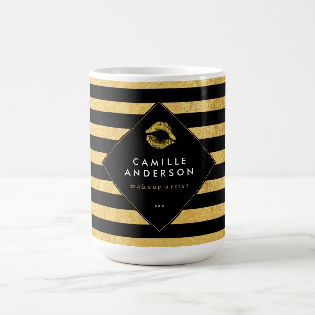 Caneca de café Dourado e preta do maquilhador das (Centro)