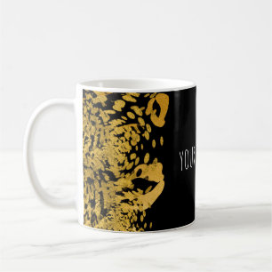 Caneca De Café Dourado e preto - Selva de Cheetah Glam Café Chá