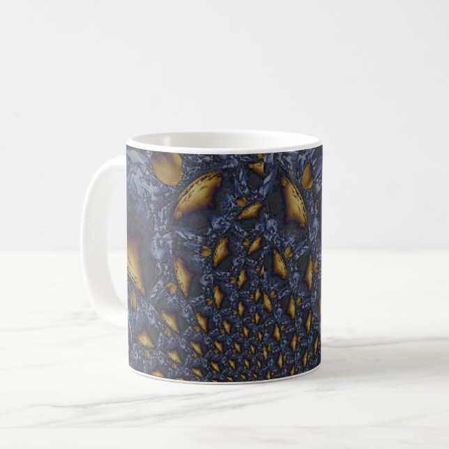 Caneca De Café Dourado e Silver Blue Molten Metal (Frente Esquerda)
