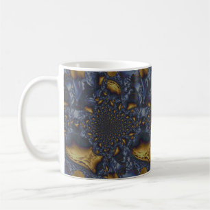 Caneca De Café Dourado e Silver Blue Molten Metal