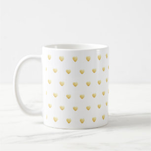Caneca De Café Dourado Faux Foil Hearts on White