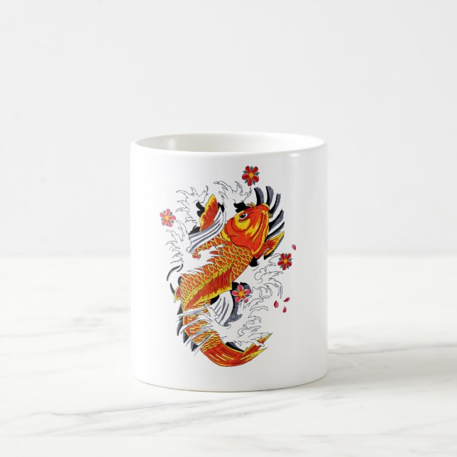 Caneca De Café Dourado japonês Lucky Koi Carp (Centro)