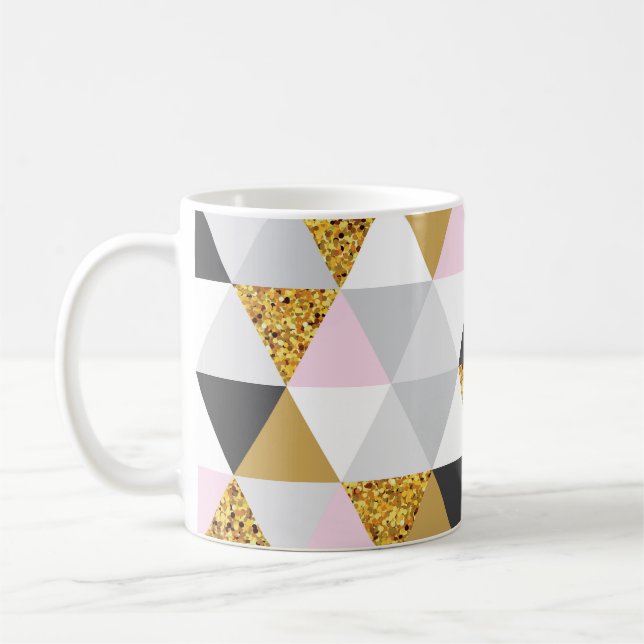 Caneca De Café Dourado mármore, textura geométrica perfeita (Esquerda)