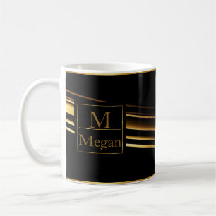 Caneca De Café Dourado Monograma Personalizado Trendy Espresso Mu