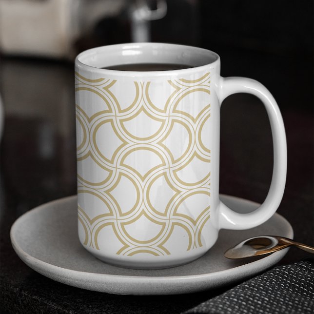 Caneca De Café Dourado padrão de arte deco em branco (Criador carregado)