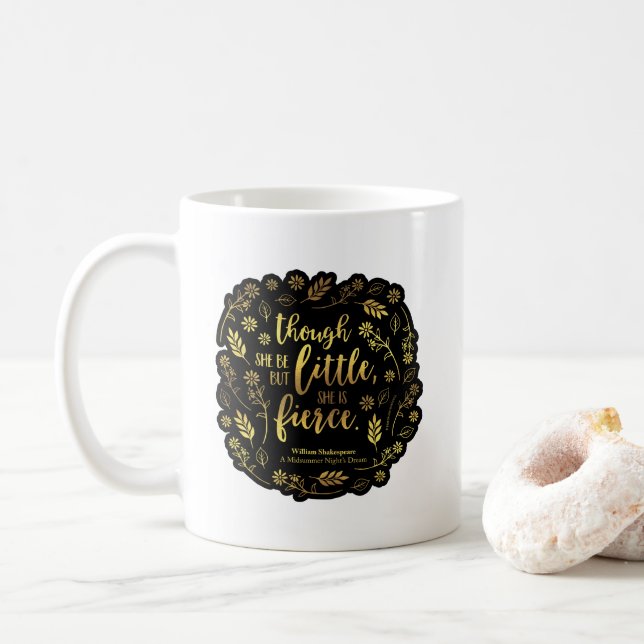 Caneca De Café Dourado, pequeno mas feroz William Shakespeare Flo (Com Donut)