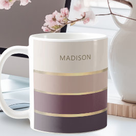 Caneca De Café Dourado Personalização de faixas amplas modernas
