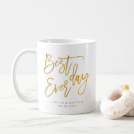 Caneca De Café Dourado personalizado no melhor dia de sempre, cal