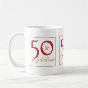 Caneca De Café Dourado Red 50 e Fabuloso Aniversário