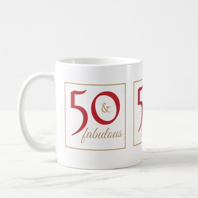 Caneca De Café Dourado Red 50 e Fabuloso Aniversário (Esquerda)