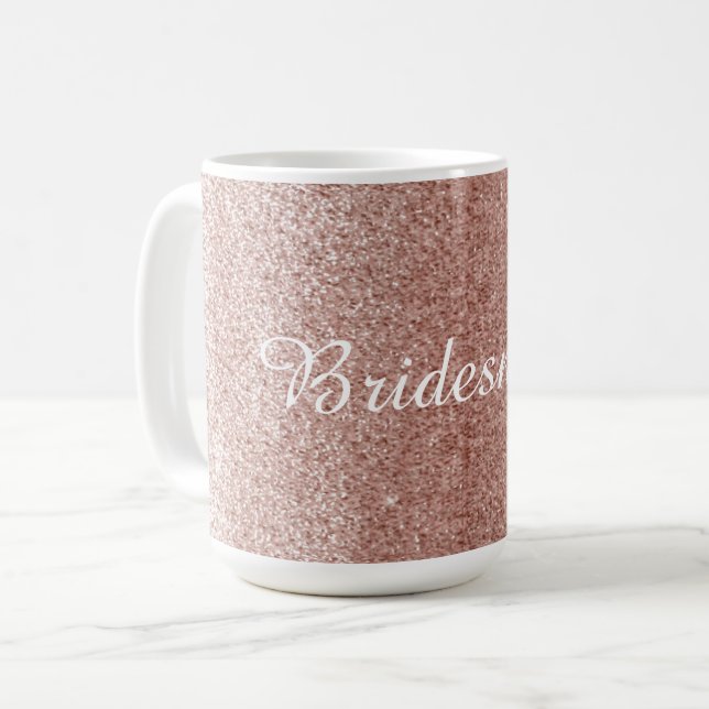 Caneca De Café Dourado Rosa Brilho Falso Com Nome das Damas de Ho (Frente Esquerda)