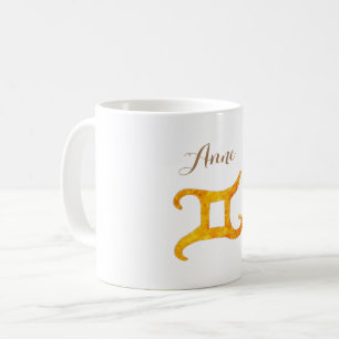 Caneca De Café Dourado sinal de astrologia Gemini