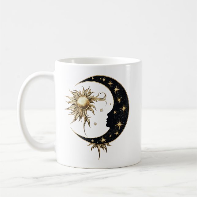 Caneca De Café Dourado Sol e Lua Mug (Esquerda)