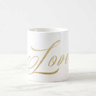 Caneca De Café Dourado Sparkle Love Mug