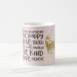 Caneca De Café Dourado Unicórnio Inspiracional de Cor-de-Água Neg