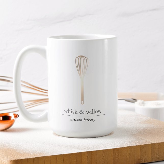 Caneca De Café Dourado Whisk | Pen de padaria (Criador carregado)