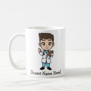 Caneca De Café Doutor bonito personalizado, homem triguenho