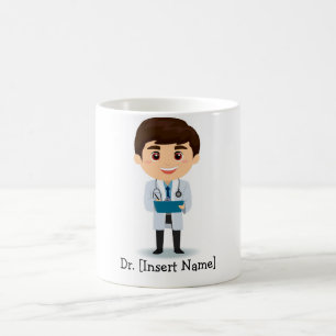 Caneca De Café Doutor bonito personalizado, homem triguenho