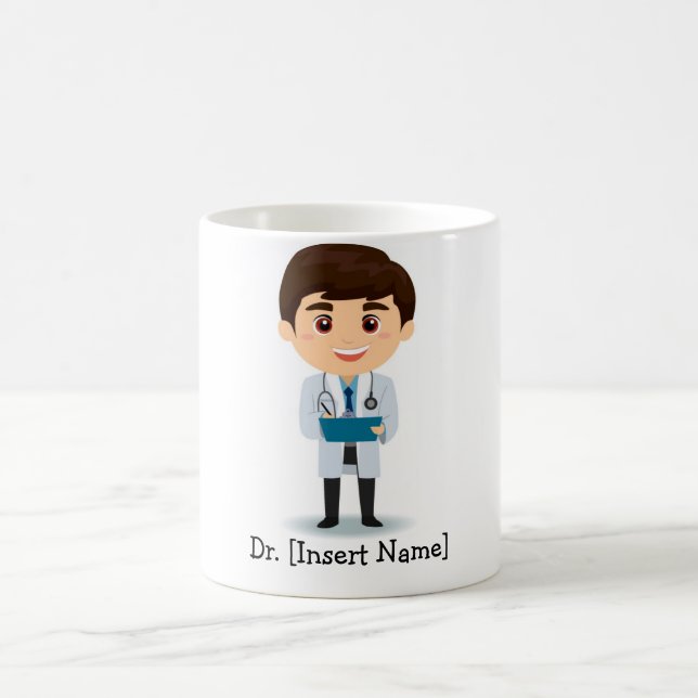Caneca De Café Doutor bonito personalizado, homem triguenho (Centro)