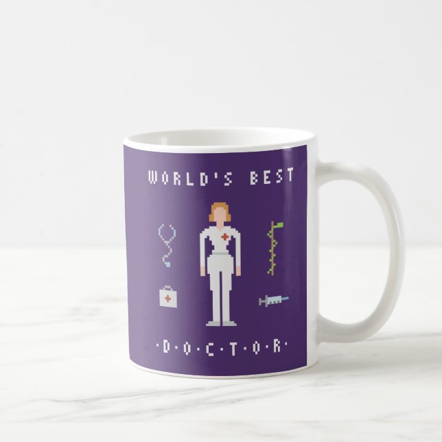 Caneca De Café doutor da fêmea do estilo 8Bit (Direita)