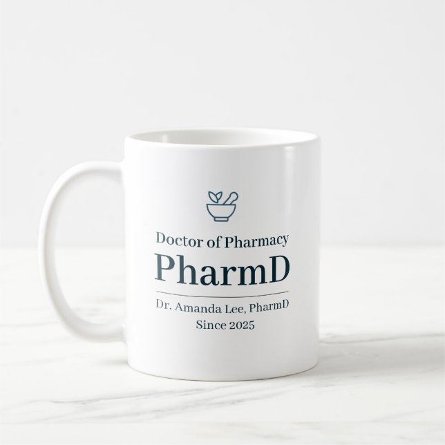 Caneca De Café Doutor em Farmácia Personalizado (Esquerda)