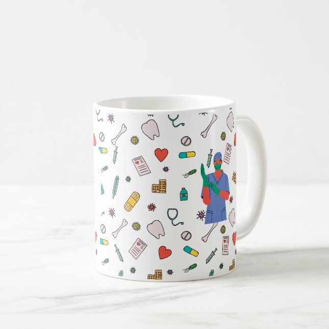 Caneca De Café Doutora Carregando Presente para Estudante Médico (Frente Esquerda)