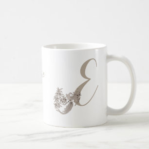 Caneca De Café Dove Elegant Monograma Inicial E Personalizado
