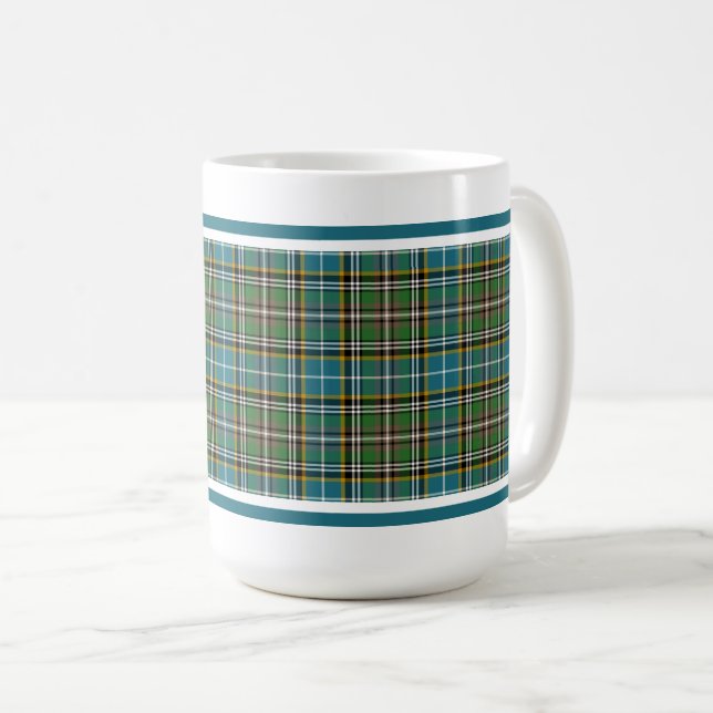 Caneca De Café Dowling Tartan Pattern Blue Xadrez irlandesa (Frente Esquerda)