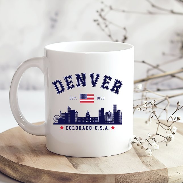 Caneca De Café Downtown Denver Skyline Scene (Criador carregado)