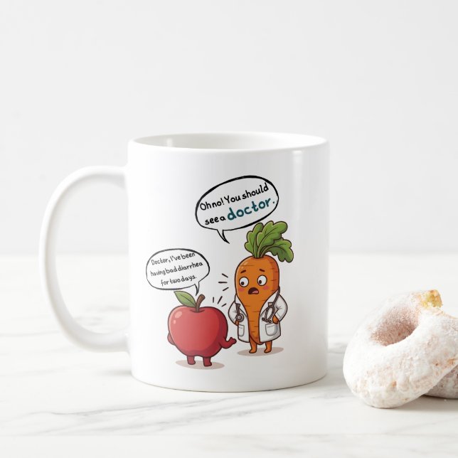 Caneca De Café Dr. Cenoura com Seu Primeiro Paciente (Com Donut)